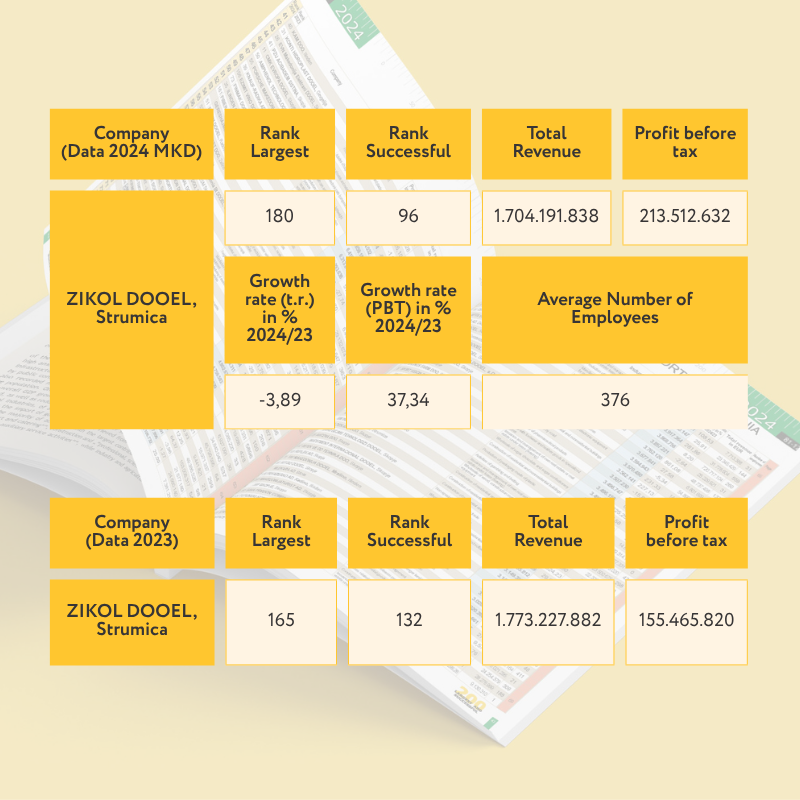 Table with financial data